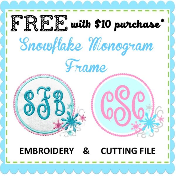 Snowflake Monogram Frame Applique & SVG Cut File