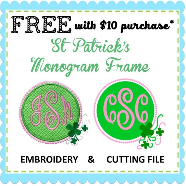 St Patrick's Monogram Frame Applique + SVG Cut File