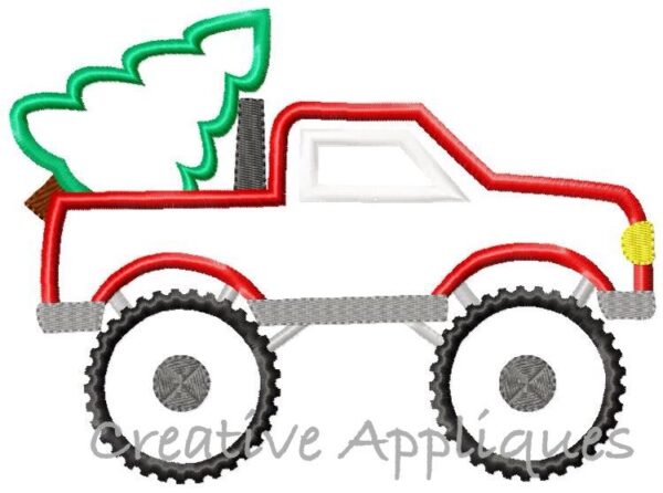 Christmas Tree Monster Truck Applique - Image 2