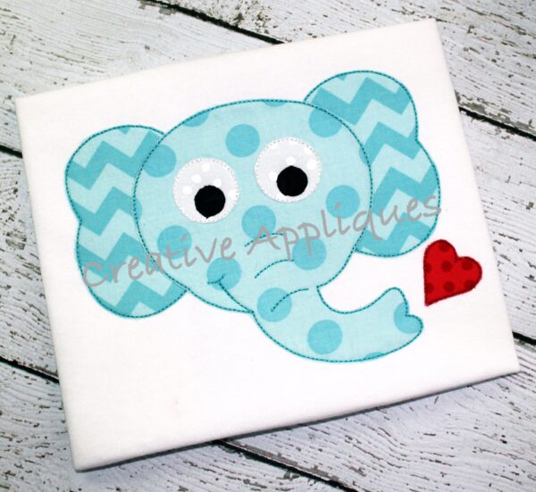 Raggy Bean Stitch Valentine Elephant Applique