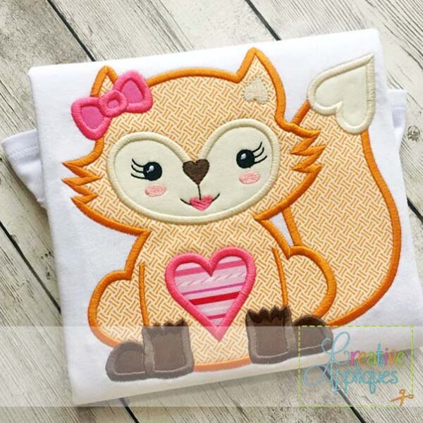 Valentine Girl Fox Applique