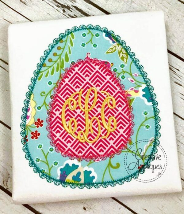 Lace Stitch Monogram Egg Applique