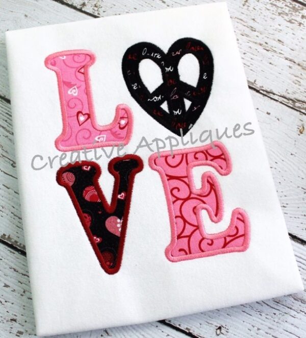 Love Peace Heart Applique