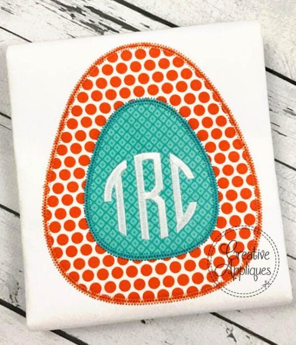 Vintage Stitch Monogram Easter Egg Applique