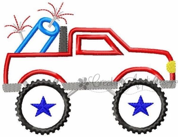 Monster Truck with Fireworks Applique - Image 2