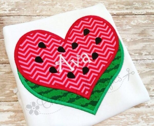 Watermelon Heart Applique