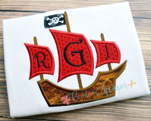 Pirate Ship Monogram Applique