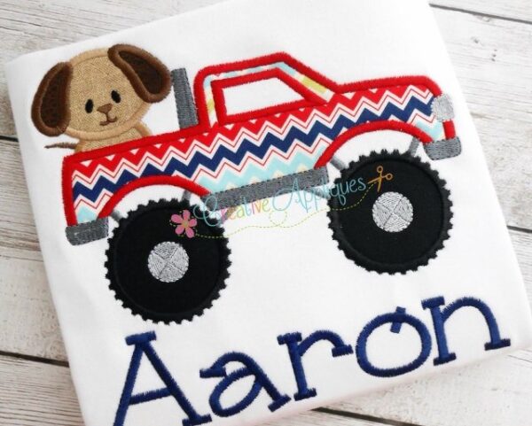 Monster Truck Dog Applique