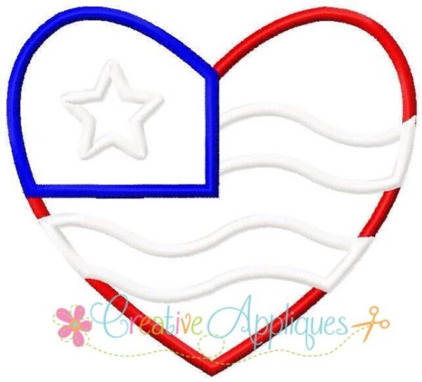 Patriotic Heart Flag with Star Applique - Image 2