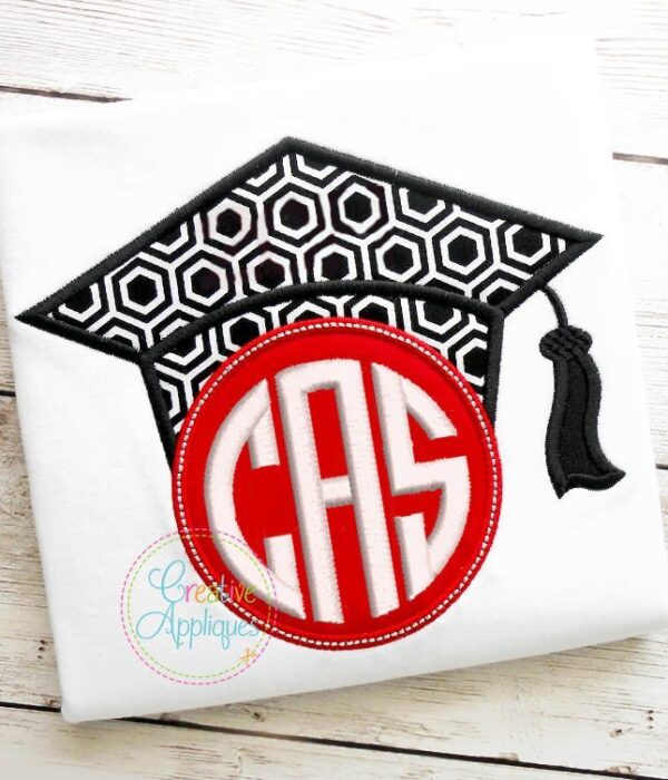 Monogram Graduation Cap Applique