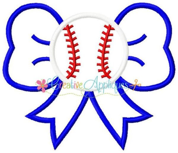 Baseball Softball Bow Applique - Image 3