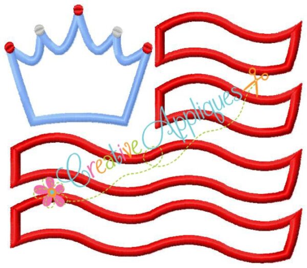 Flag with Crown Patriotic Applique - Image 2