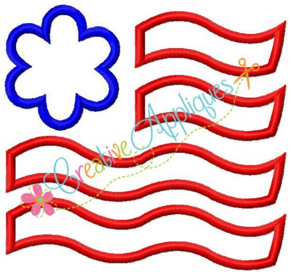 Wavy Flag with Flower Applique - Image 2