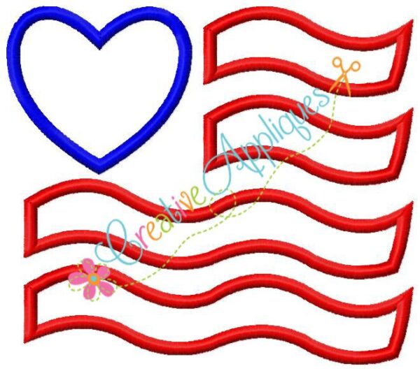 Wavy Flag with Heart Applique - Image 3