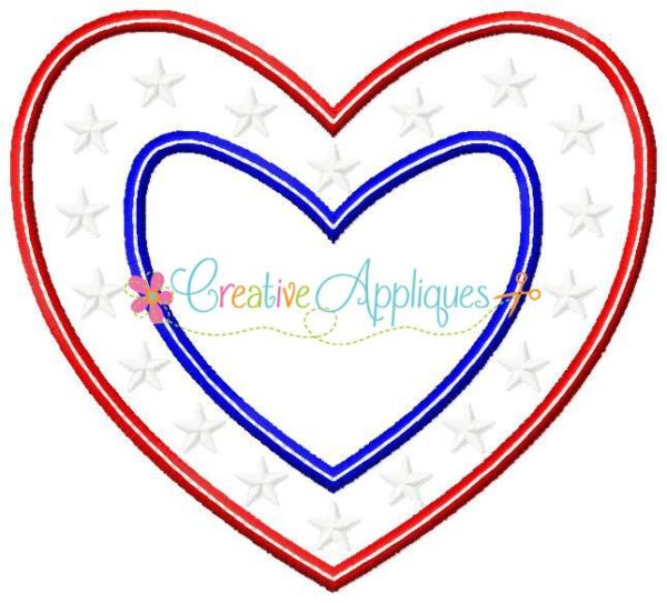 Patriotic Heart Frame Applique - Image 2