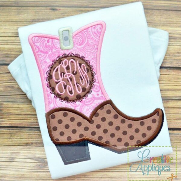 Monogram Cowgirl Boot Applique