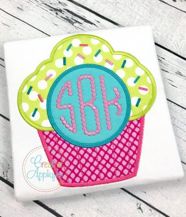 Monogram Cupcake Applique