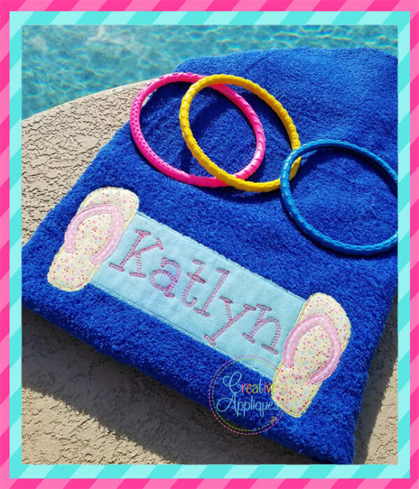 Zigzag Stitch Flip Flops Frame Applique - Image 3