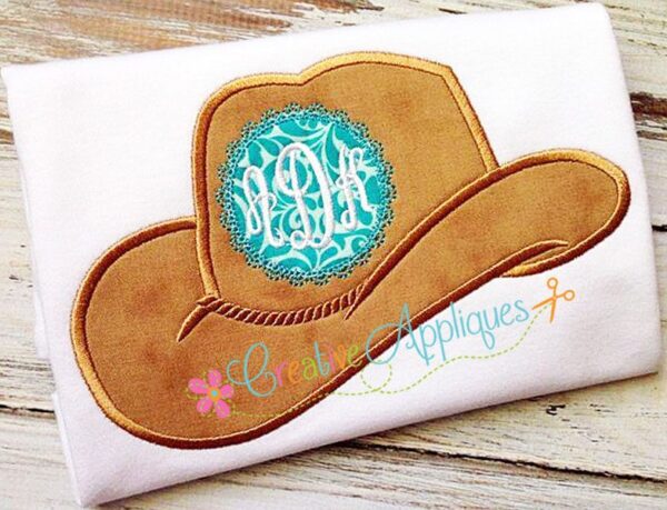 Monogram Cowgirl Hat Applique