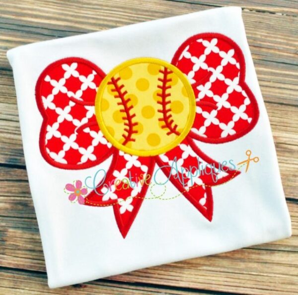 Baseball Softball Bow Applique - Image 2