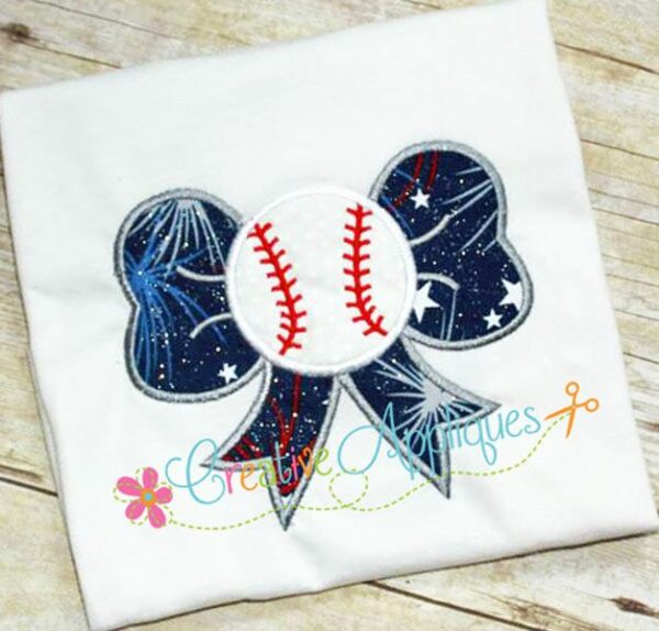 Baseball Softball Bow Applique