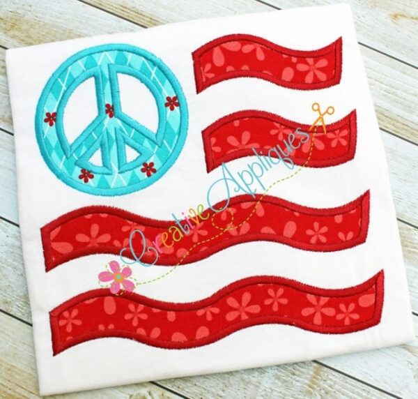 Flag with Peace Symbol Patriotic Applique