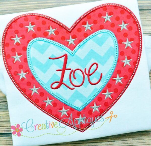 Patriotic Heart Frame Applique