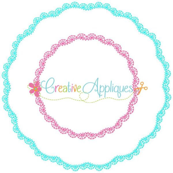 Scallop Lace Stitch Monogram Frame Applique - Image 3