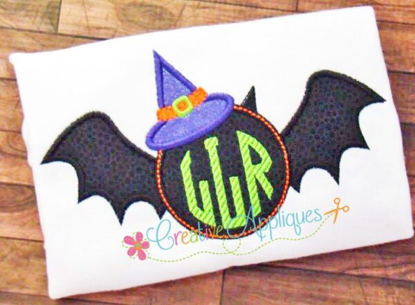 Witch Bat Monogram Applique