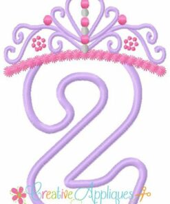 Princess Crown Birthday Number 2 Applique - Creative Appliques