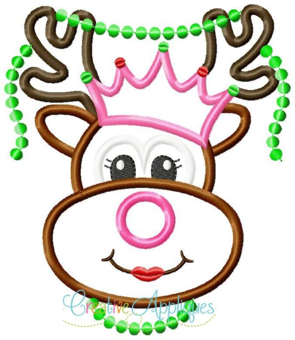 Princess Reindeer with Pearl Necklace Beads Applique - Image 2