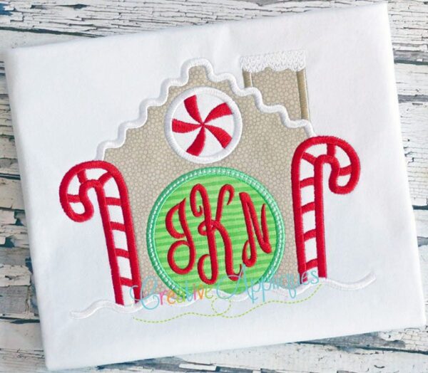 Gingerbread House Monogram Applique