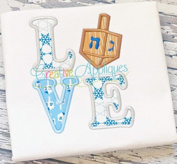 Love Hanukkah Dreidel Applique