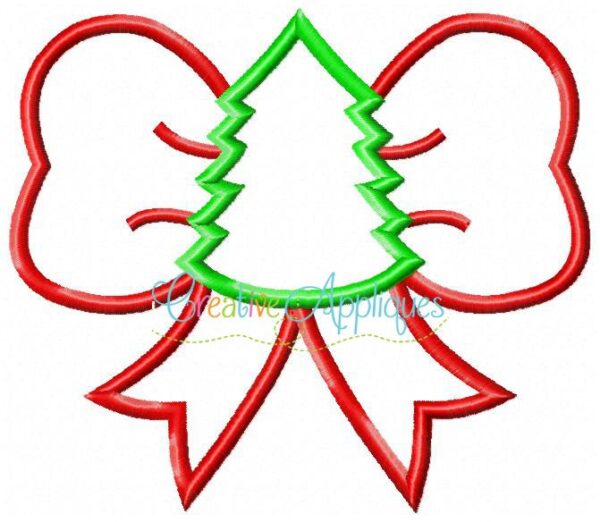 Bow with Christmas Tree Applique - Image 2