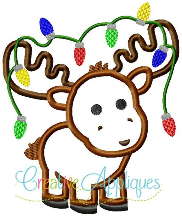 Christmas Moose with Lights Applique - Image 2