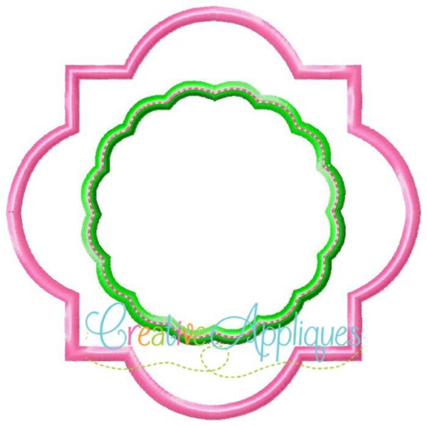 Quatrefoil Scallop Monogram Frame Applique - Image 3