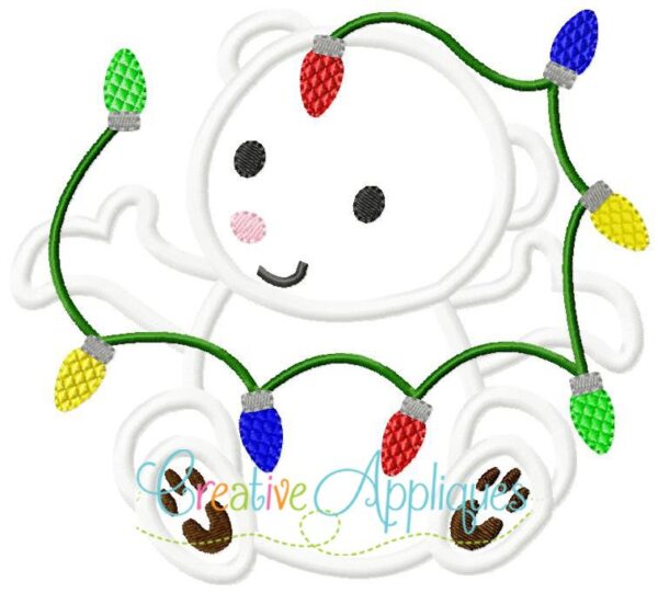 Christmas Polar Bear with Lights Applique - Image 3