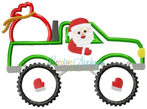 Santa Driving Monster Truck Applique - Image 2