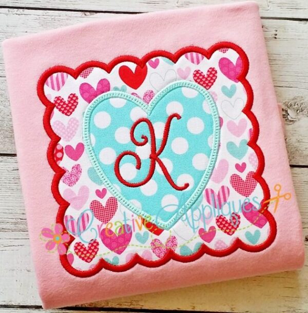 Heart Scallop Square Applique