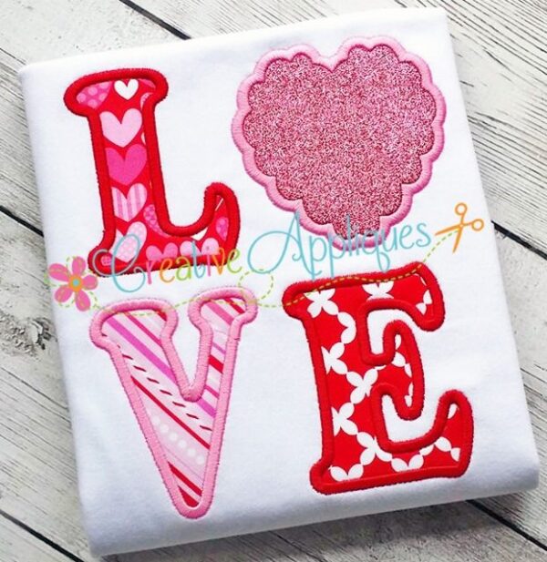 Love Scallop Heart Applique - Image 2