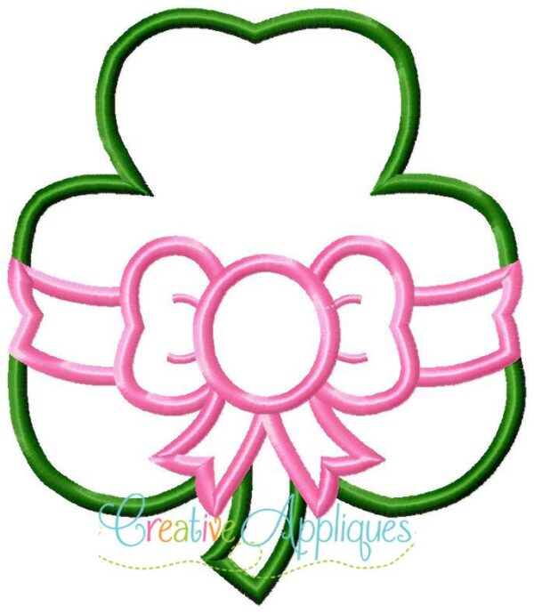 Clover Shamrock Bow Center Applique - Image 2