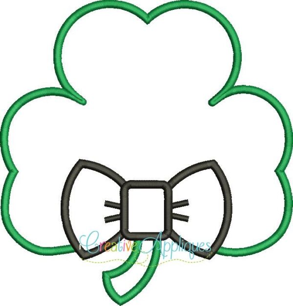 Clover Shamrock Bow Tie Applique - Image 2