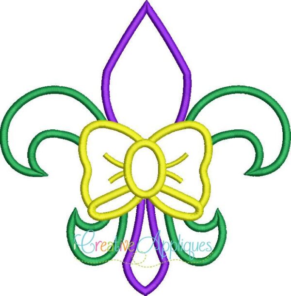 Mardi Gras Fleur De Lis Bow Applique - Image 3