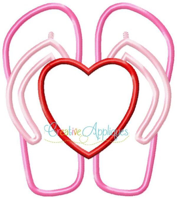 Flip Flops with Heart Applique - Image 2