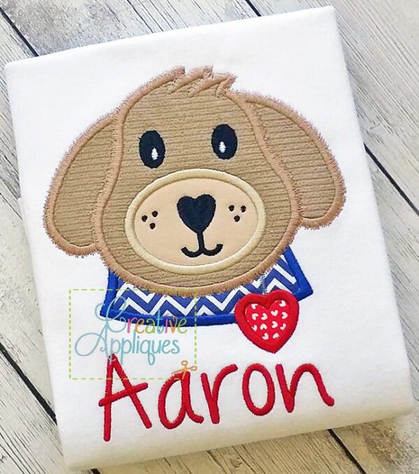 Shaggy Furry Boy Valentine Dog Puppy Applique