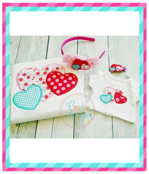 Heart Trio Valentine Applique and Feltie Set