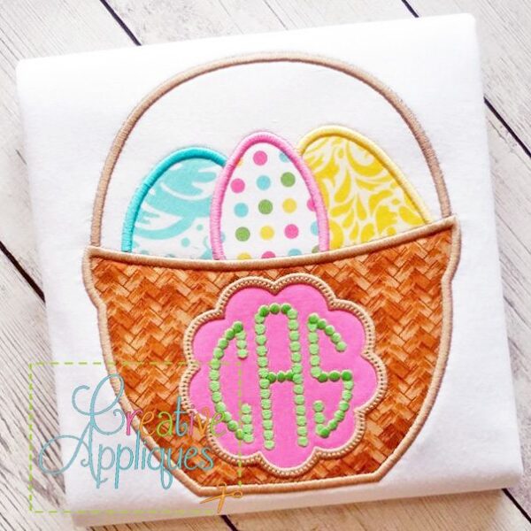 Monogram Easter Basket Scallop Applique