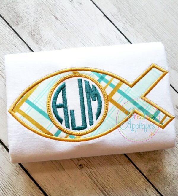 Ichthys Christian Fish Monogram Applique