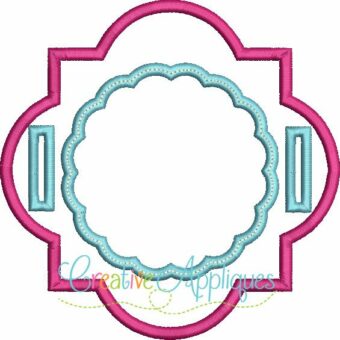 Quatrefoil Monogram Scallop Banner Charm - Creative Appliques