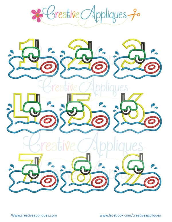 Pool Party Number Set Applique - Image 4